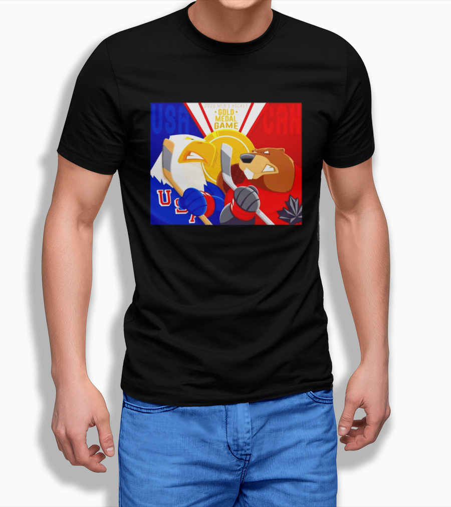 USA Vs Canada 2026 Men's Hockey Gold Medal Game Eagle Vs Beaver Showdown T-Shirt