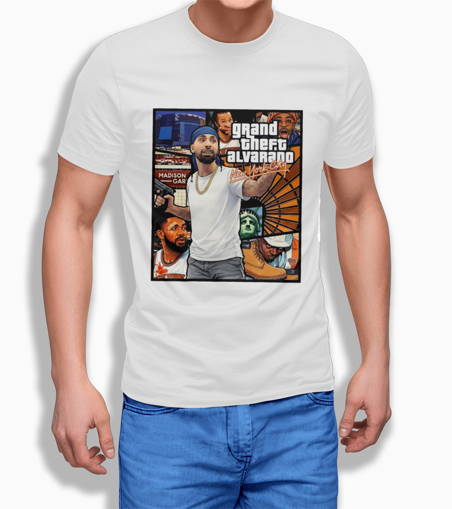 Grand Theft Alvarado New York City Madison Square Garden Statue Of Liberty T-Shirt