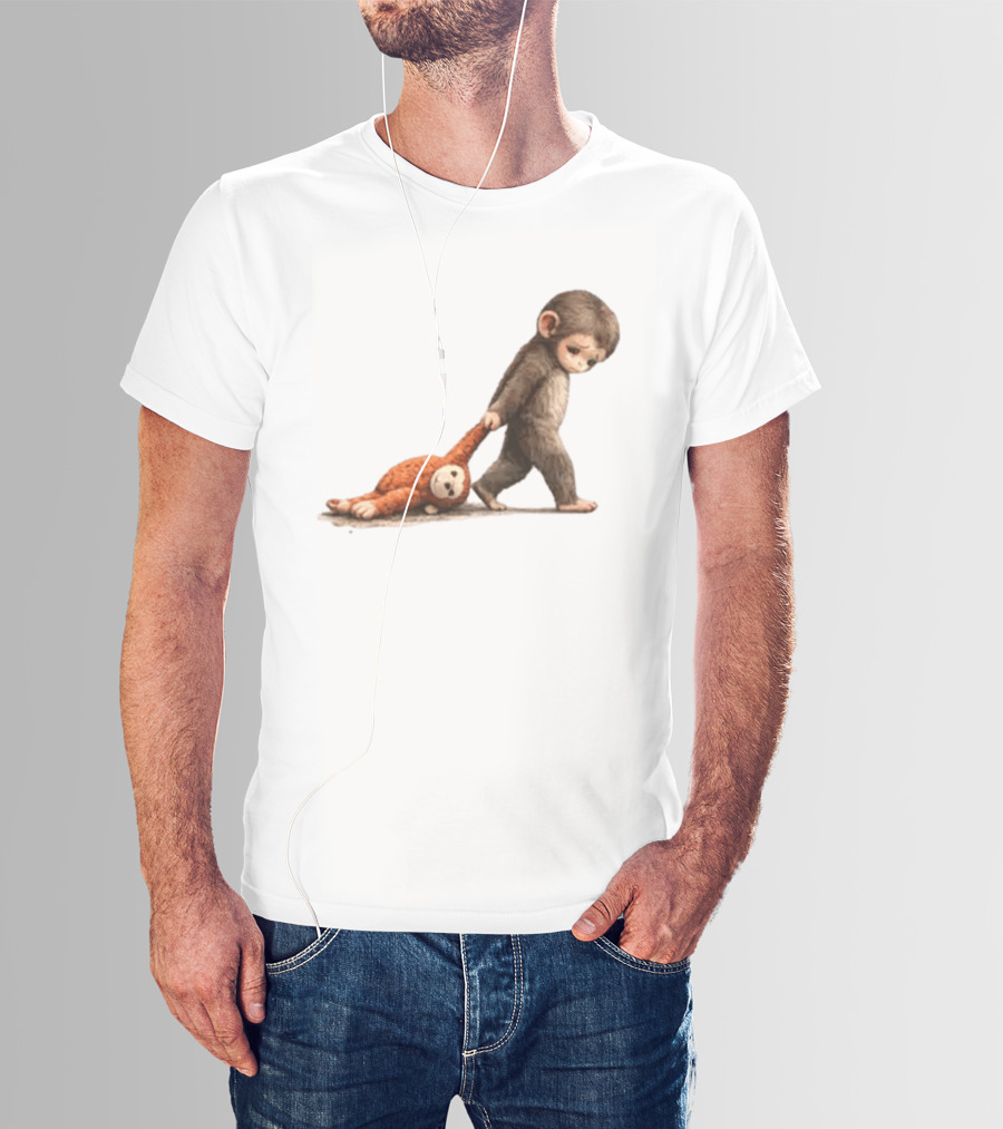 Monkey Baby Dragging Toy Monkey T-Shirt