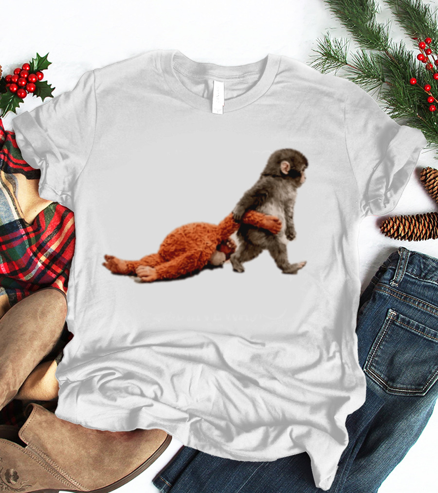 Punch The Monkey Baby Monkey Dragging Toy T-Shirt