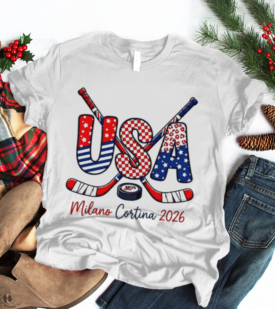 USA Hockey Milano Cortina 2026 Ice Hockey Championship Team Sports Fans T-Shirt