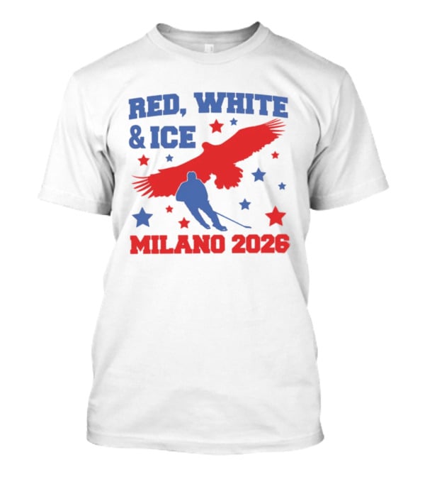 Red White And Ice Milano 2026 USA Hockey Eagle And Stars T-Shirt