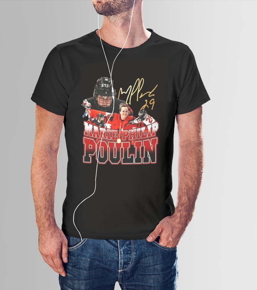 Marie Philip Poulin 29 Women's Ice Hockey Gold Medalist Signature T-Shirt