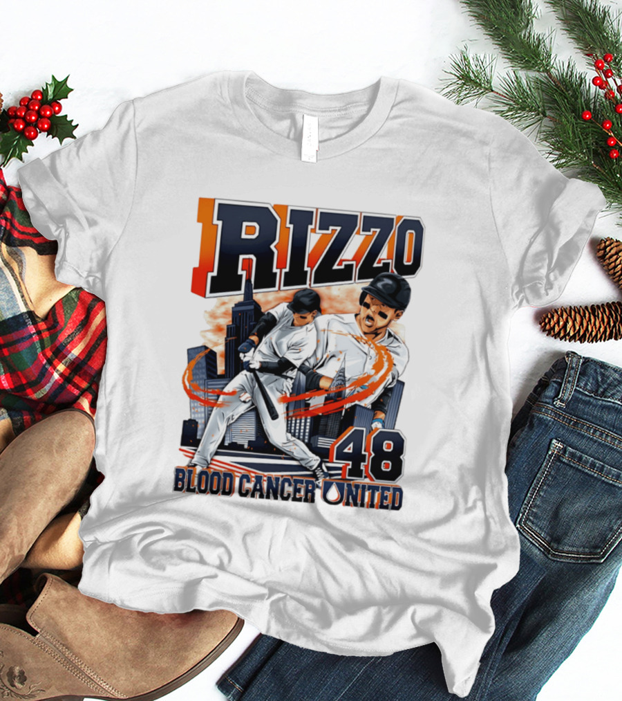 Rizzo 48 Blood Cancer United Hand Drawn Baseball T-Shirt