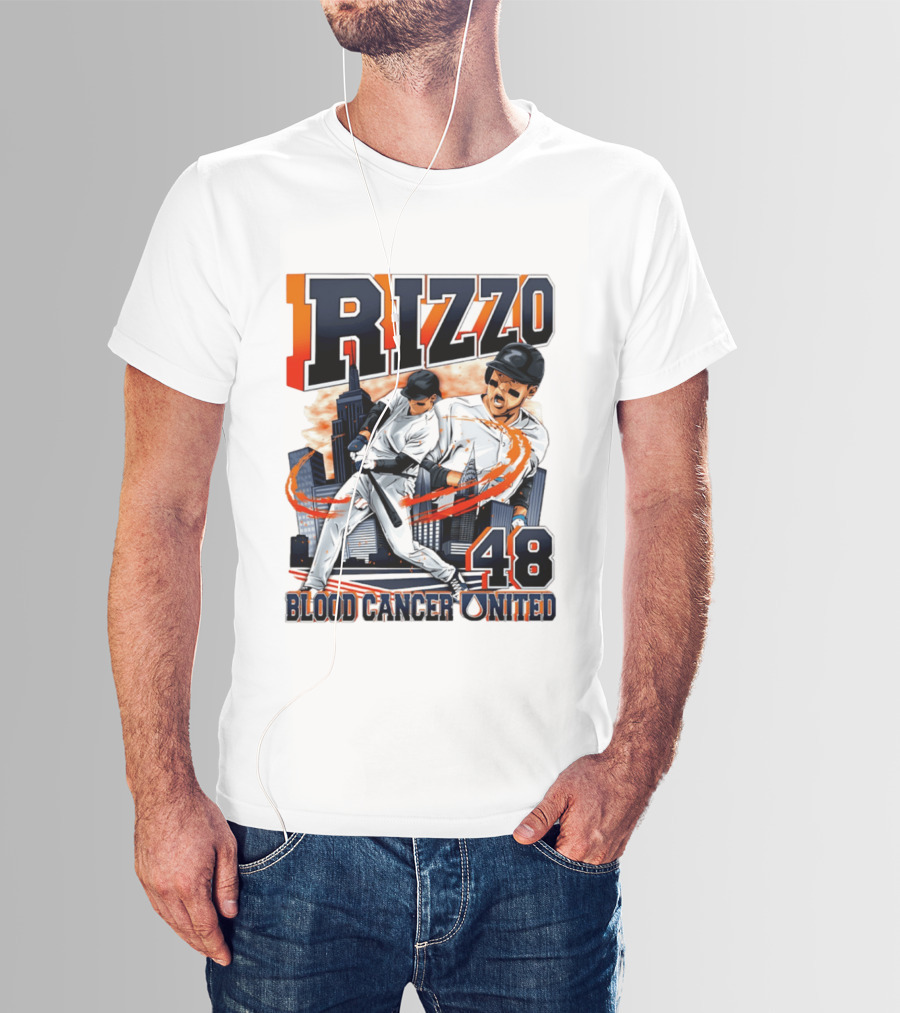 Rizzo 48 Blood Cancer United Hand Drawn Baseball T-Shirt