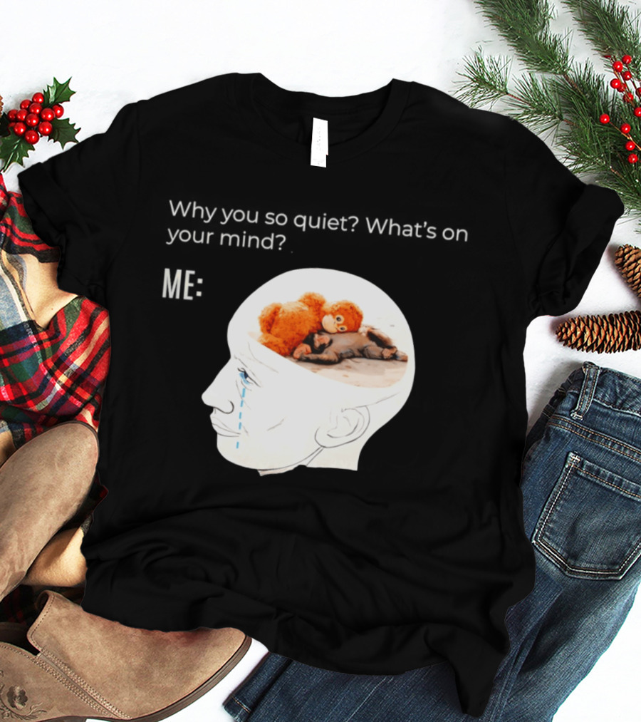 Punch Monkey Why You So Quiet What's On Your Mind Quirky Plush Toy Headspace T-Shirt