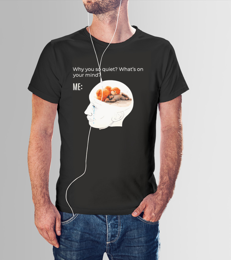Punch Monkey Why You So Quiet What's On Your Mind Quirky Plush Toy Headspace T-Shirt