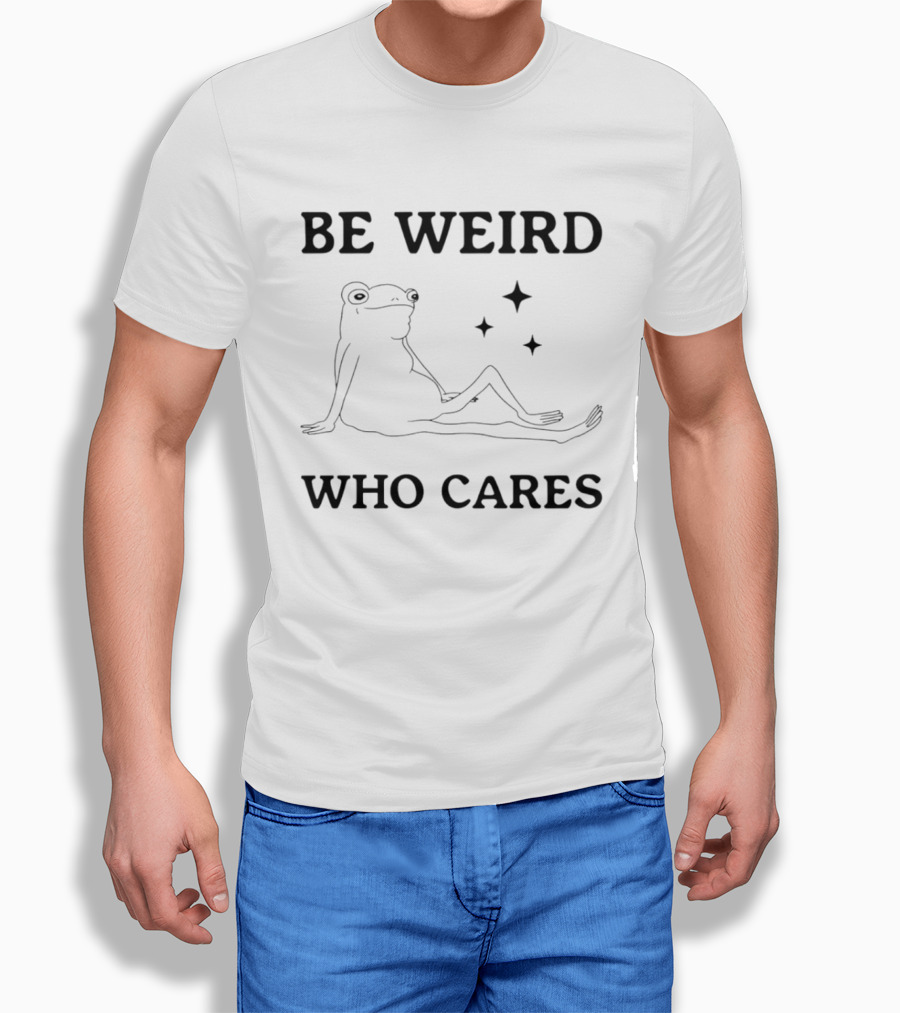 Be Weird Who Cares Frog Relaxed Retro Aesthetic T-Shirt
