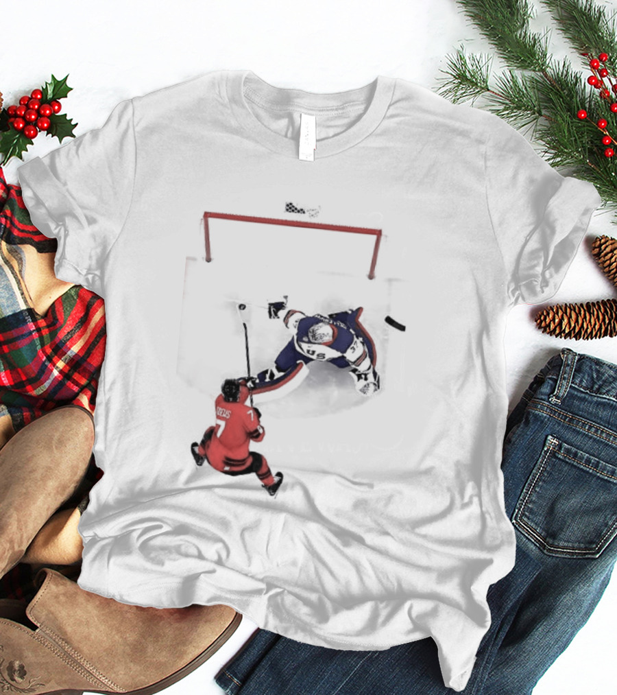 Connor Hellebuyck Team USA Ice Hockey Goalie Save Moment T-Shirt