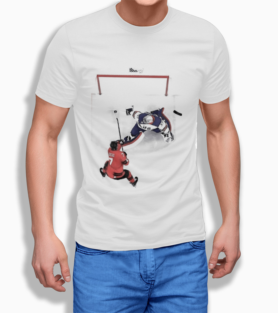 Connor Hellebuyck Team USA Ice Hockey Goalie Save Moment T-Shirt