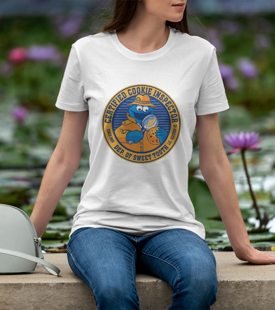 Certified Cookie Inspector Cookie Monster Since 1996 Dept Of Sweet Tooth T-Shirt