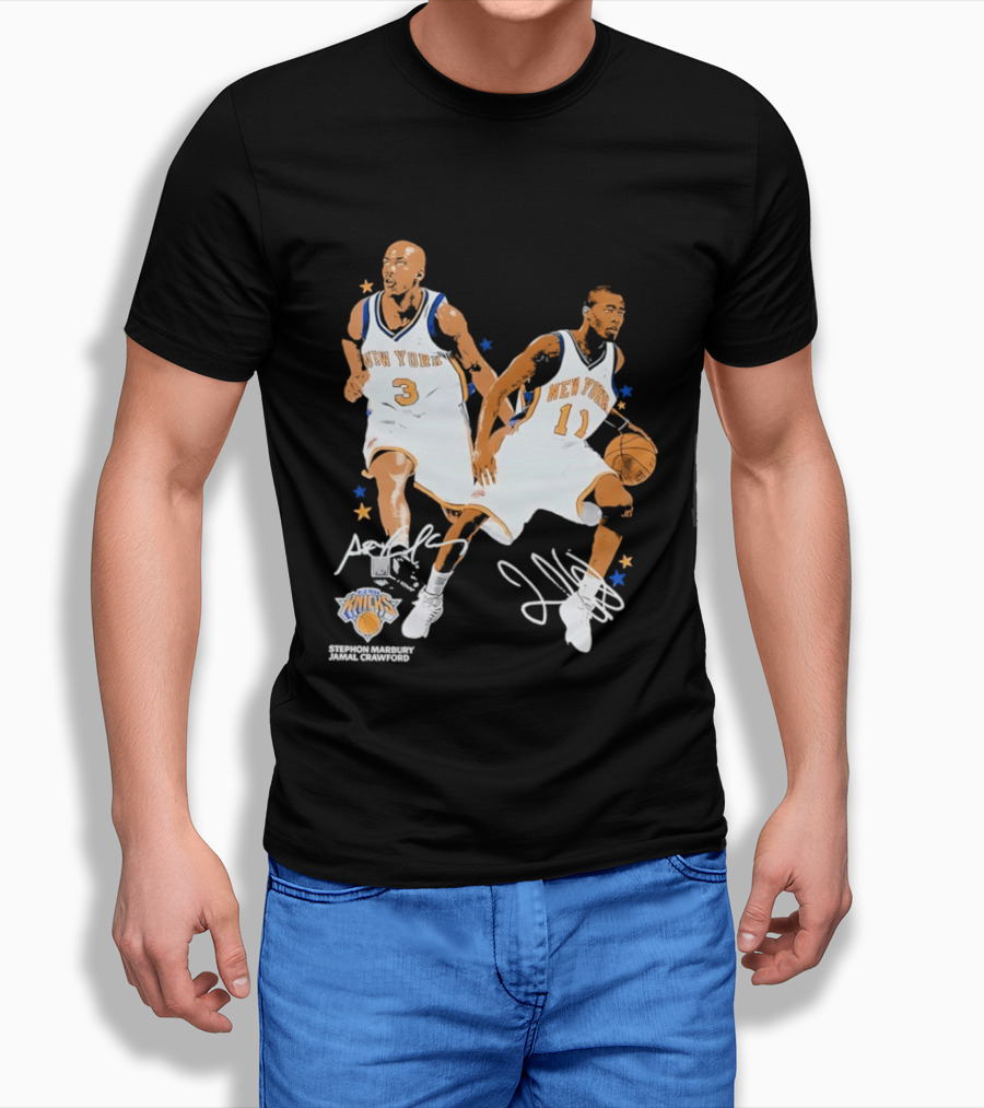 Stephon Marbury Jamal Crawford New York Knicks 3 11 Signatures T-Shirt
