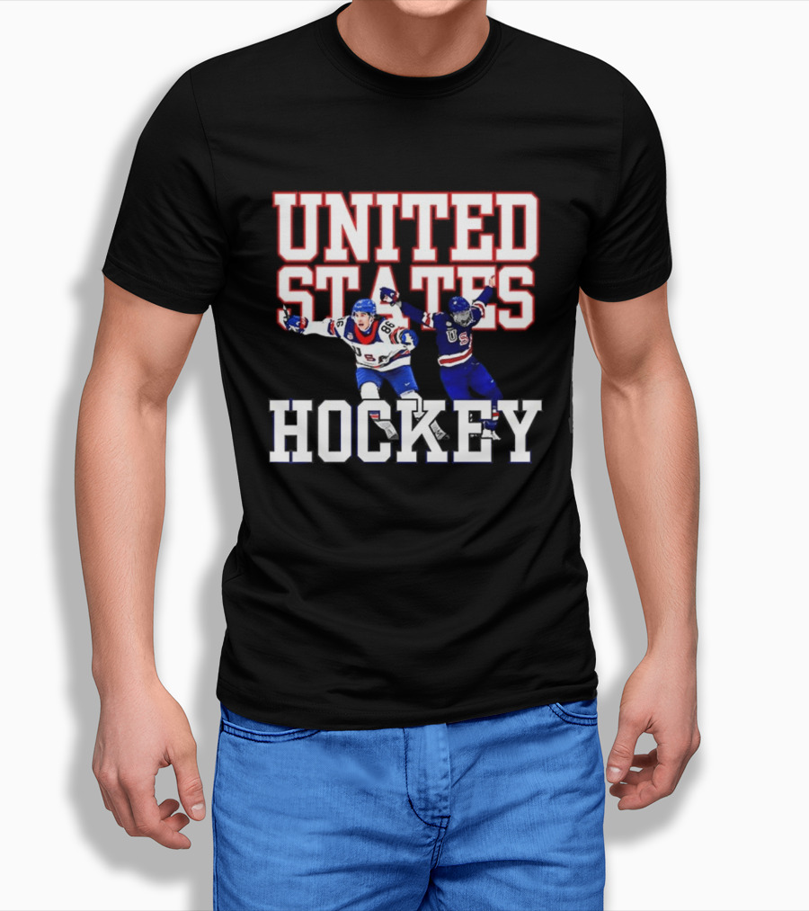 United States Hockey Players Celebration T-Shirt