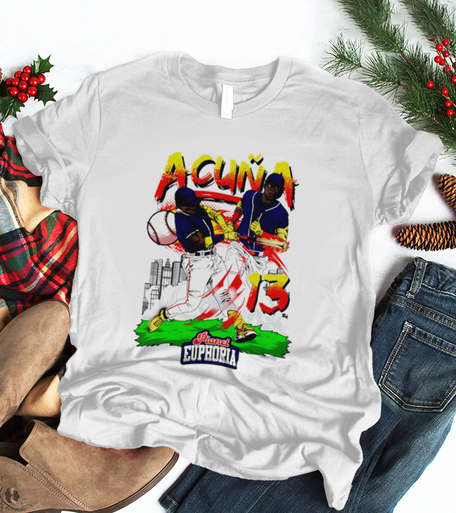 Acuna Euphoria Atlanta Braves 13 Hand Drawn T-Shirt