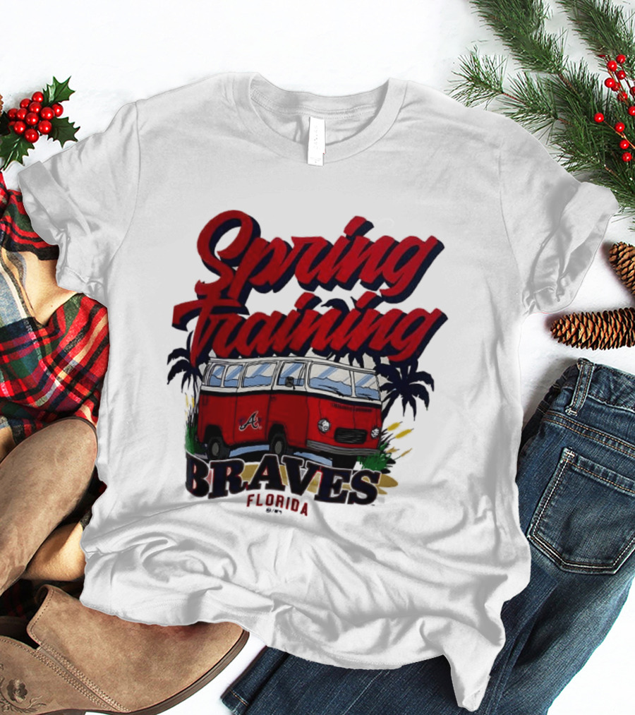 Spring Training Braves Florida Vintage VW Bus Palm Trees T-Shirt