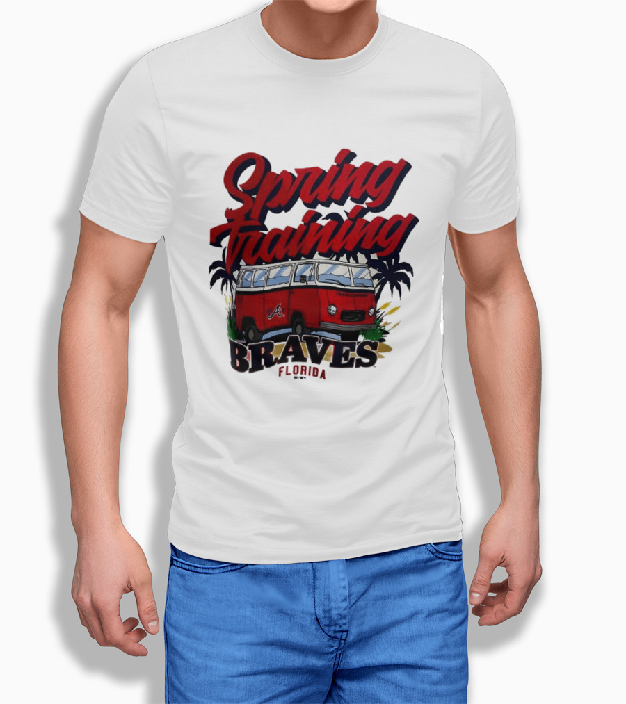 Spring Training Braves Florida Vintage VW Bus Palm Trees T-Shirt