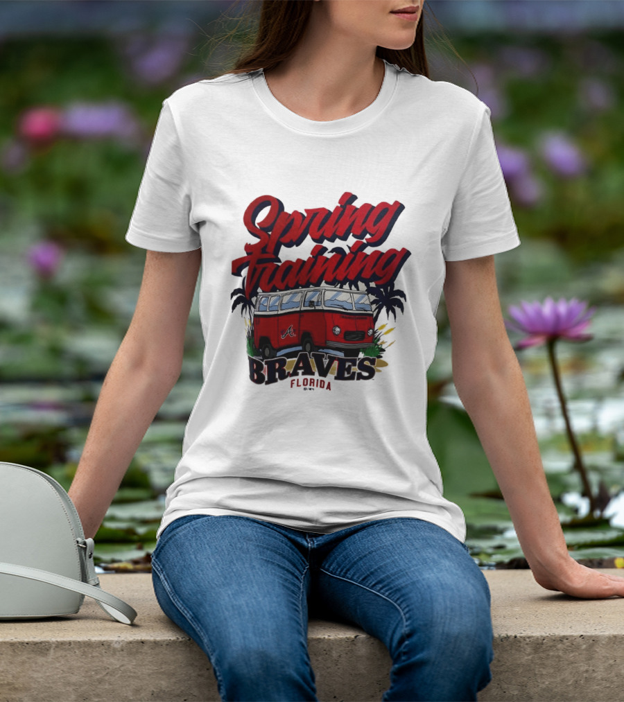 Spring Training Braves Florida Vintage VW Bus Palm Trees T-Shirt
