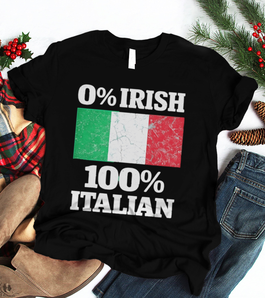 0 Irish 100 Italian Flag Heritage Pride Italy T-Shirt