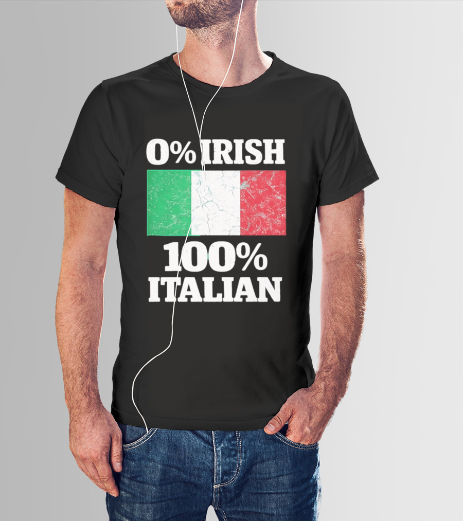 0 Irish 100 Italian Flag Heritage Pride Italy T-Shirt