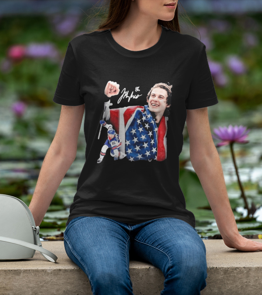 Jack Hughes USA Hockey Golden Goal Celebration T-Shirt