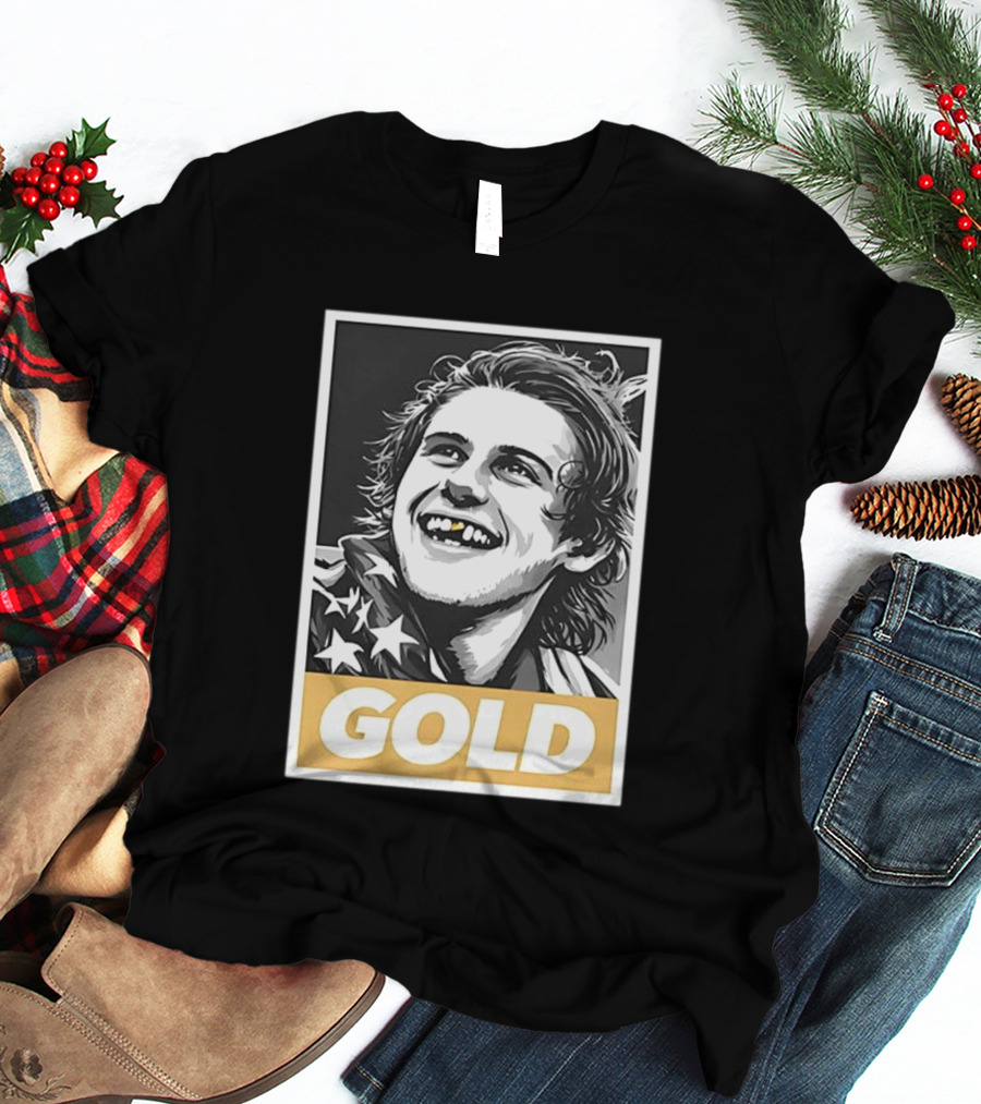 Jack Hughes Team USA 2026 Gold Hockey Smile Iconic Victory Celebration T-Shirt