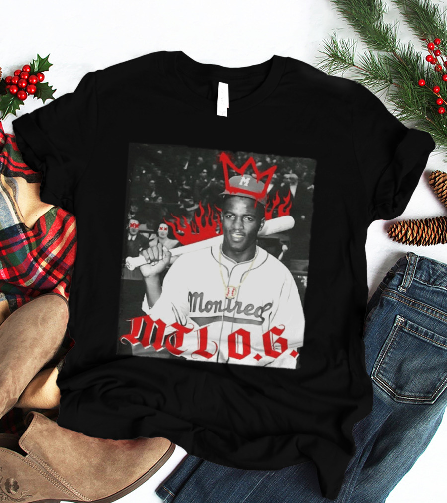 Jackie Robinson Montreal MTL O.G. Baseball Legend Icon Red Crown Flames T-Shirt