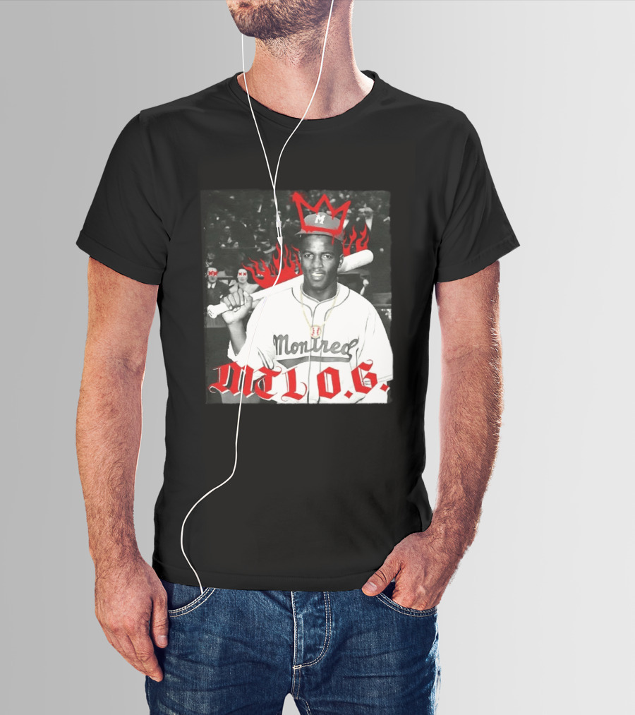 Jackie Robinson Montreal MTL O.G. Baseball Legend Icon Red Crown Flames T-Shirt