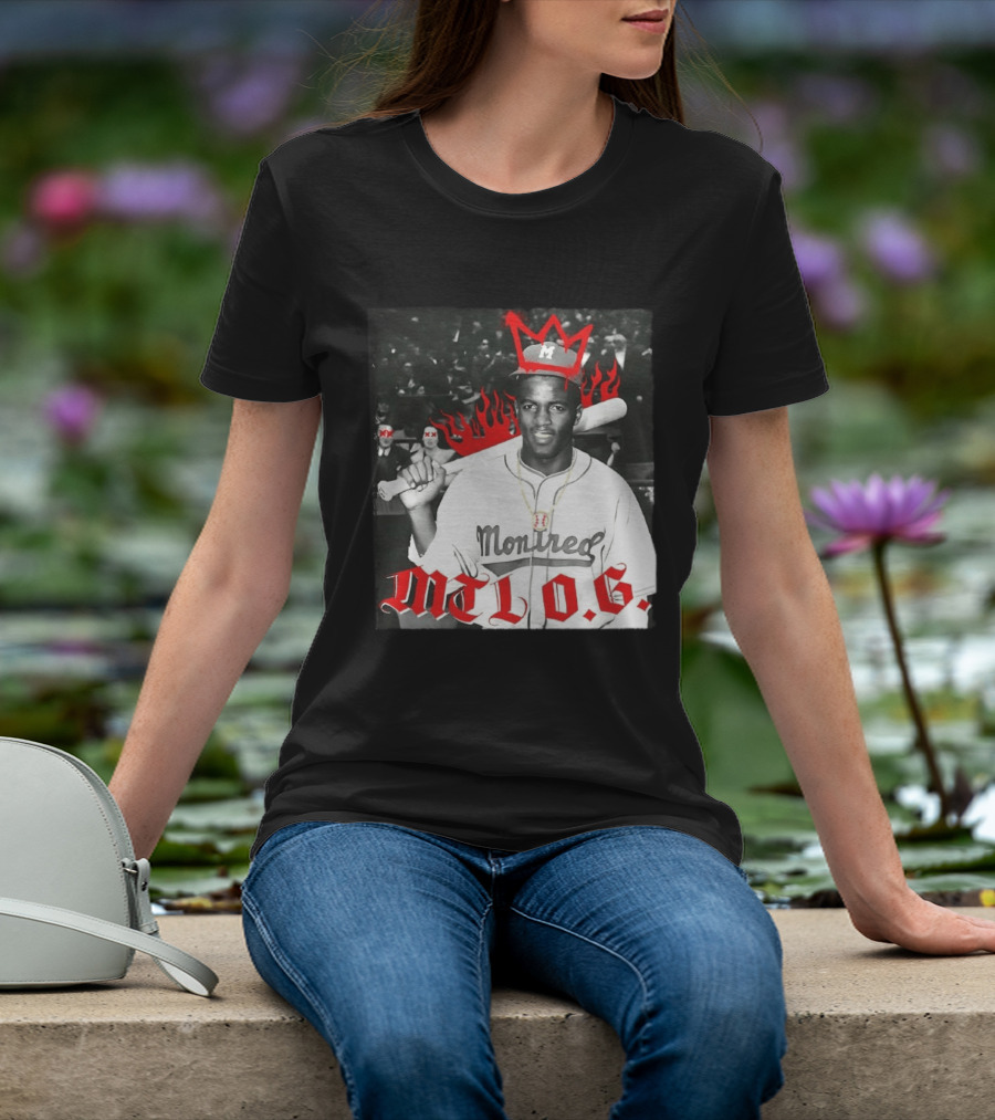 Jackie Robinson Montreal MTL O.G. Baseball Legend Icon Red Crown Flames T-Shirt
