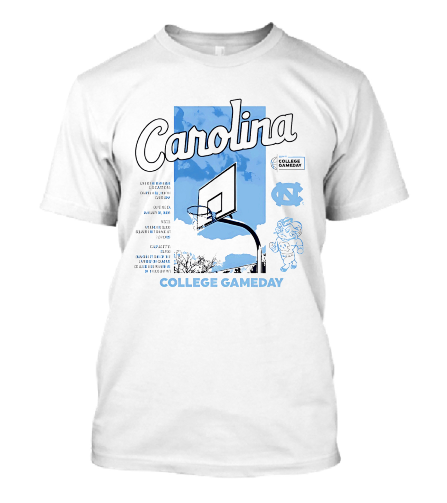 Carolina College Gameday North Carolina Tar Heels Basketball Sky T-Shirt