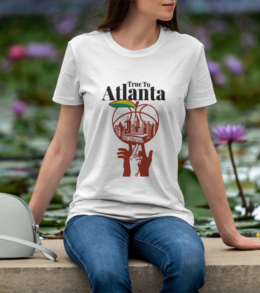 True To Atlanta City Skyline In Peach T-Shirt