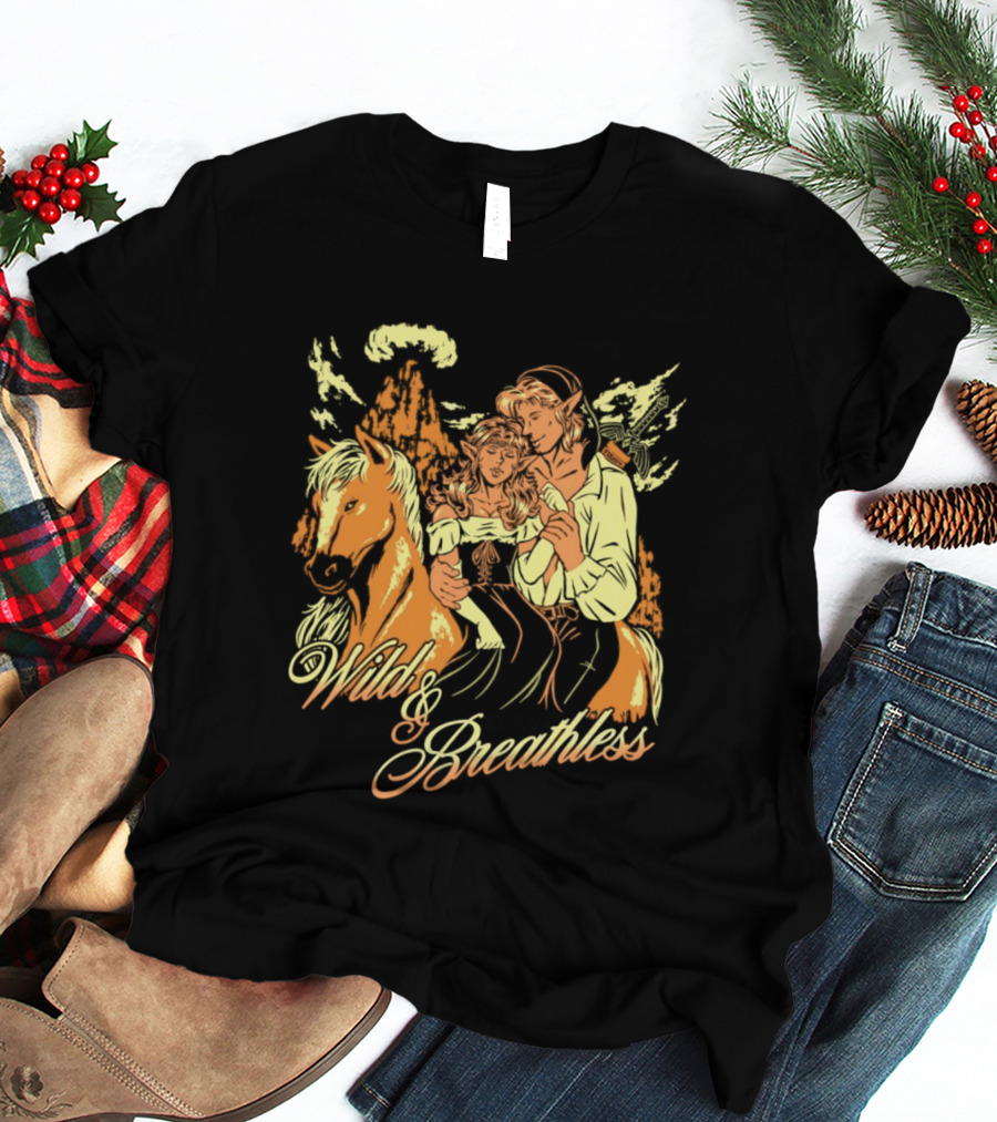 Wild And Breathless Adventure Retro Style Horseback Scene T-Shirt