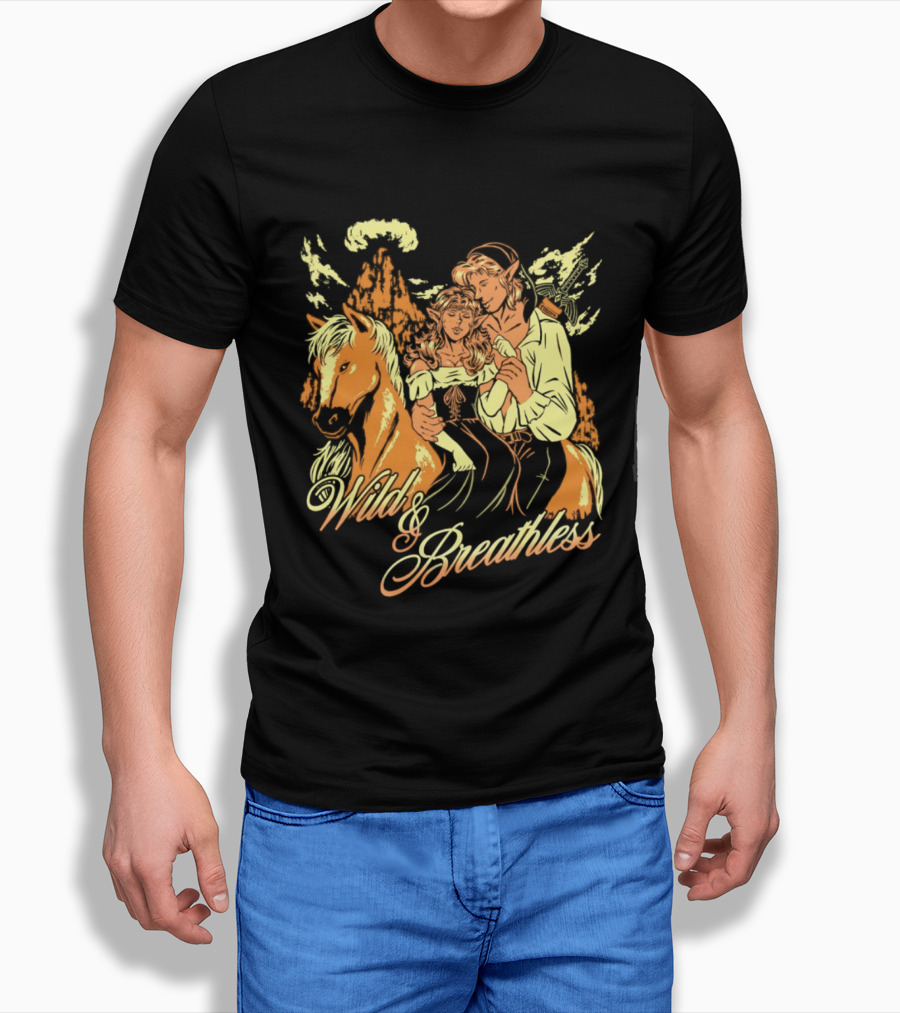 Wild And Breathless Adventure Retro Style Horseback Scene T-Shirt