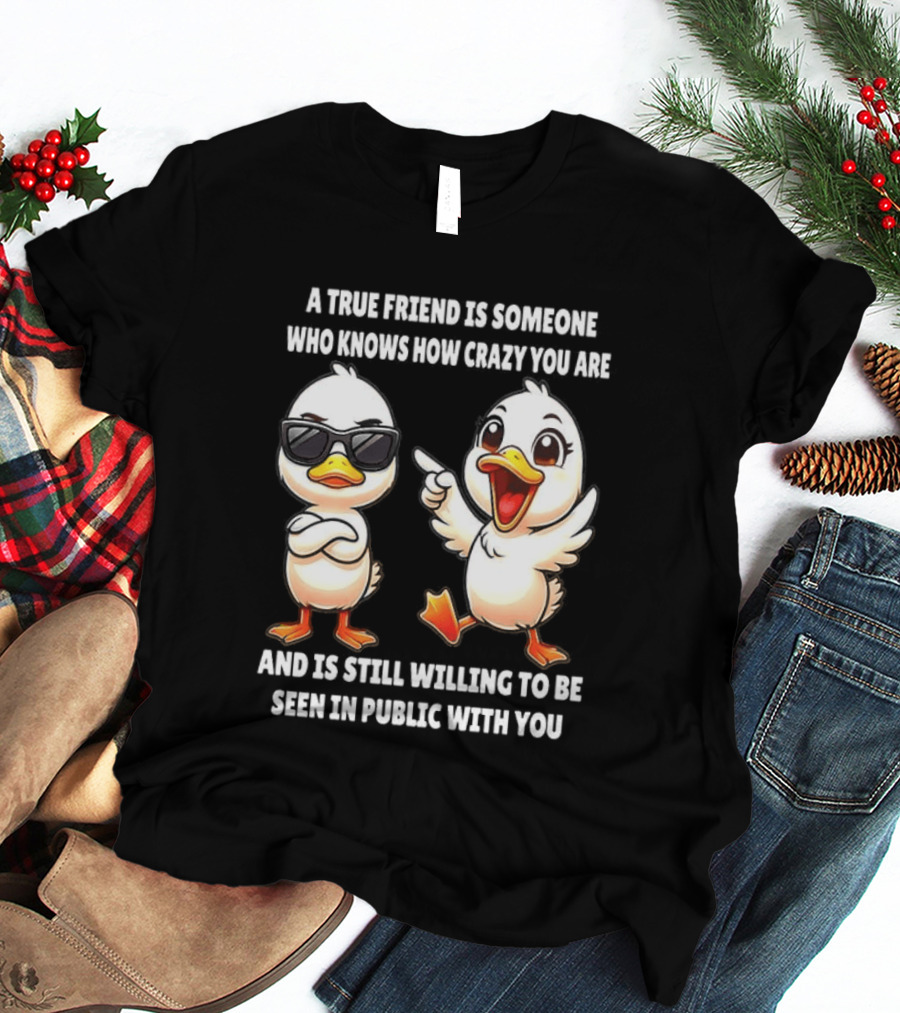 A True Friend Who Knows How Crazy You Are Willing To Be Seen In Public With You Duck T-Shirt
