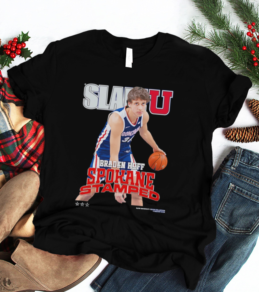 Braden Huff Gonzaga Bulldogs SlamU Spokane Stamped Basketball T-Shirt