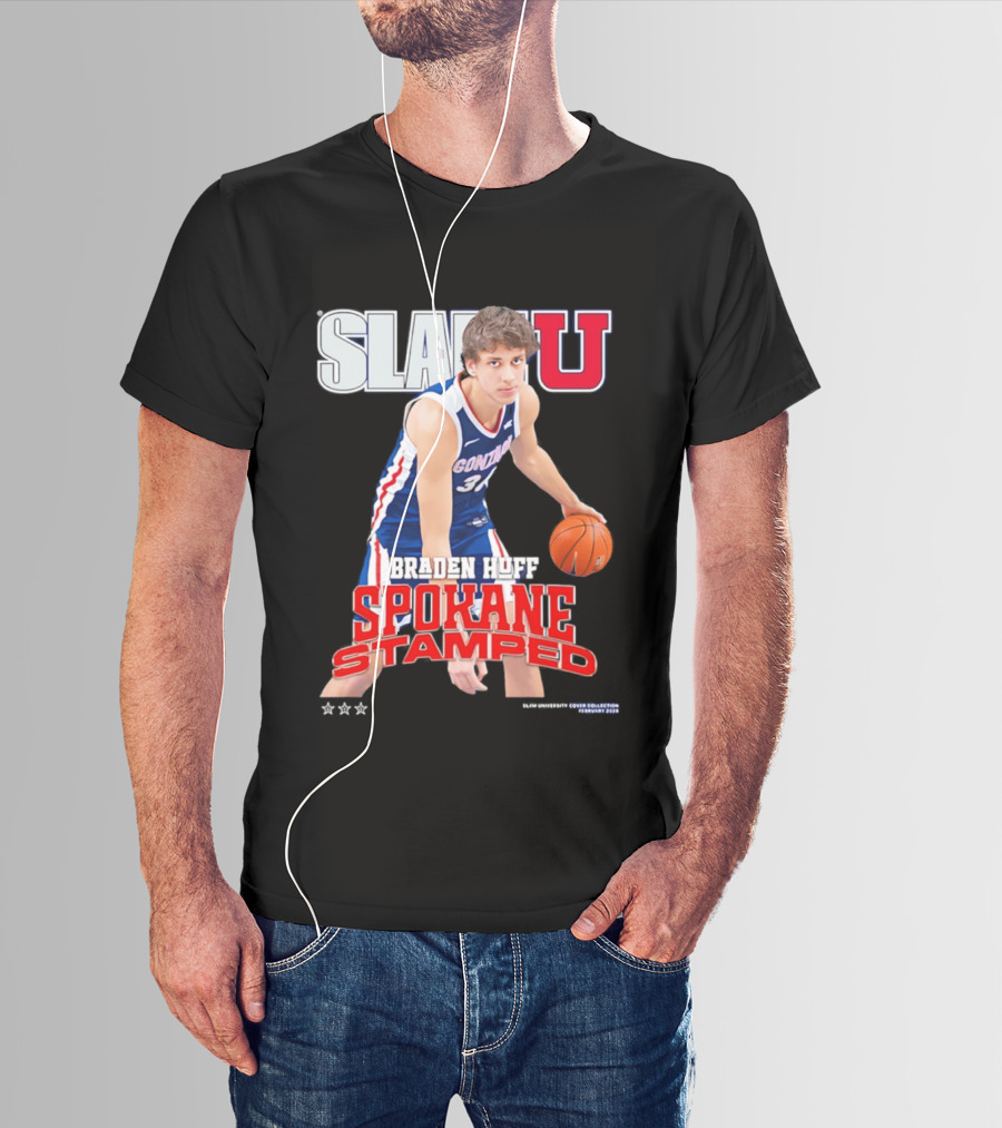 Braden Huff Gonzaga Bulldogs SlamU Spokane Stamped Basketball T-Shirt