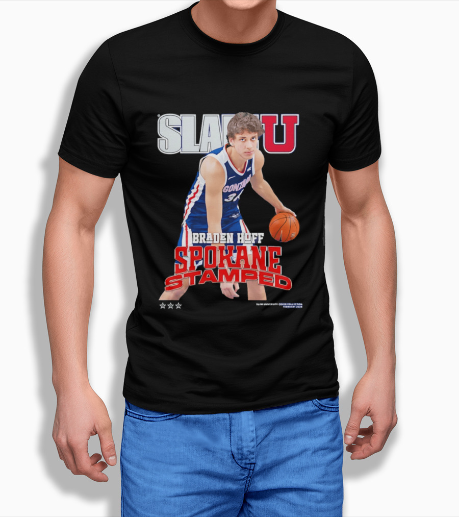 Braden Huff Gonzaga Bulldogs SlamU Spokane Stamped Basketball T-Shirt
