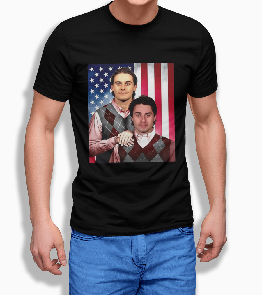Jack Quinn Hughes USA Hockey Step Brothers American Flag T-Shirt
