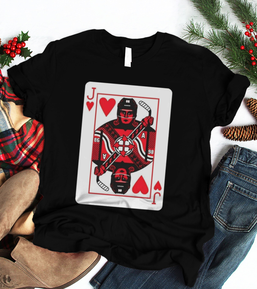 Jack Hughes Playing Card Hockey Jersey 86 Jack Of Hearts Ace T-Shirt