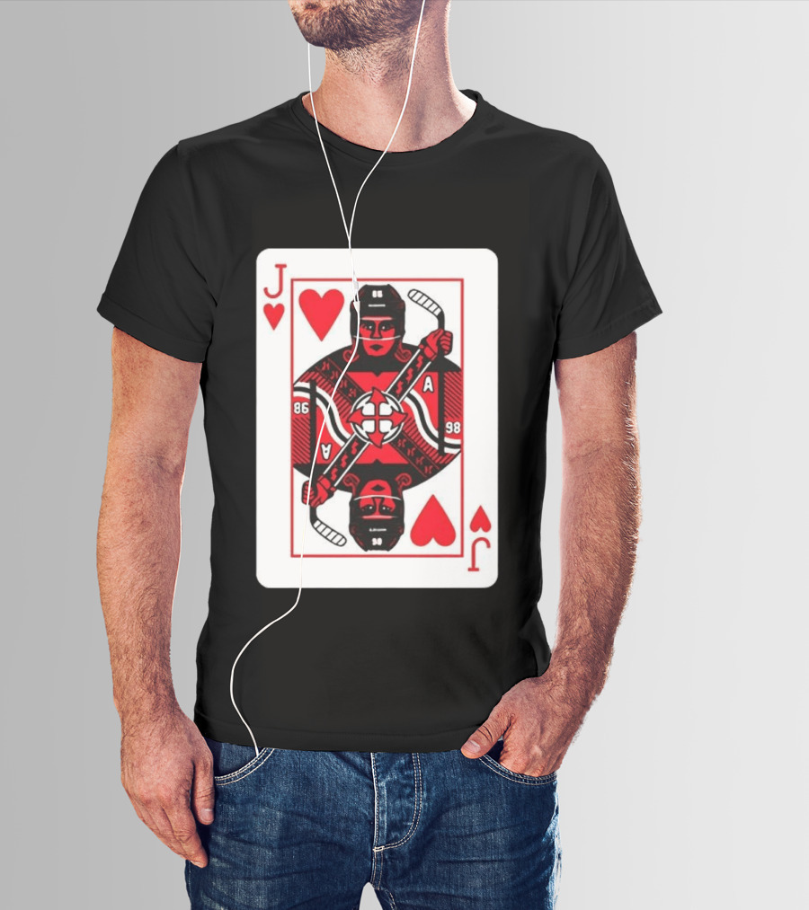 Jack Hughes Playing Card Hockey Jersey 86 Jack Of Hearts Ace T-Shirt