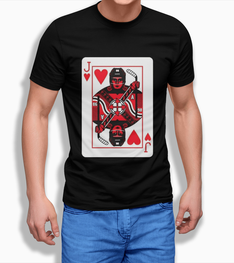 Jack Hughes Playing Card Hockey Jersey 86 Jack Of Hearts Ace T-Shirt