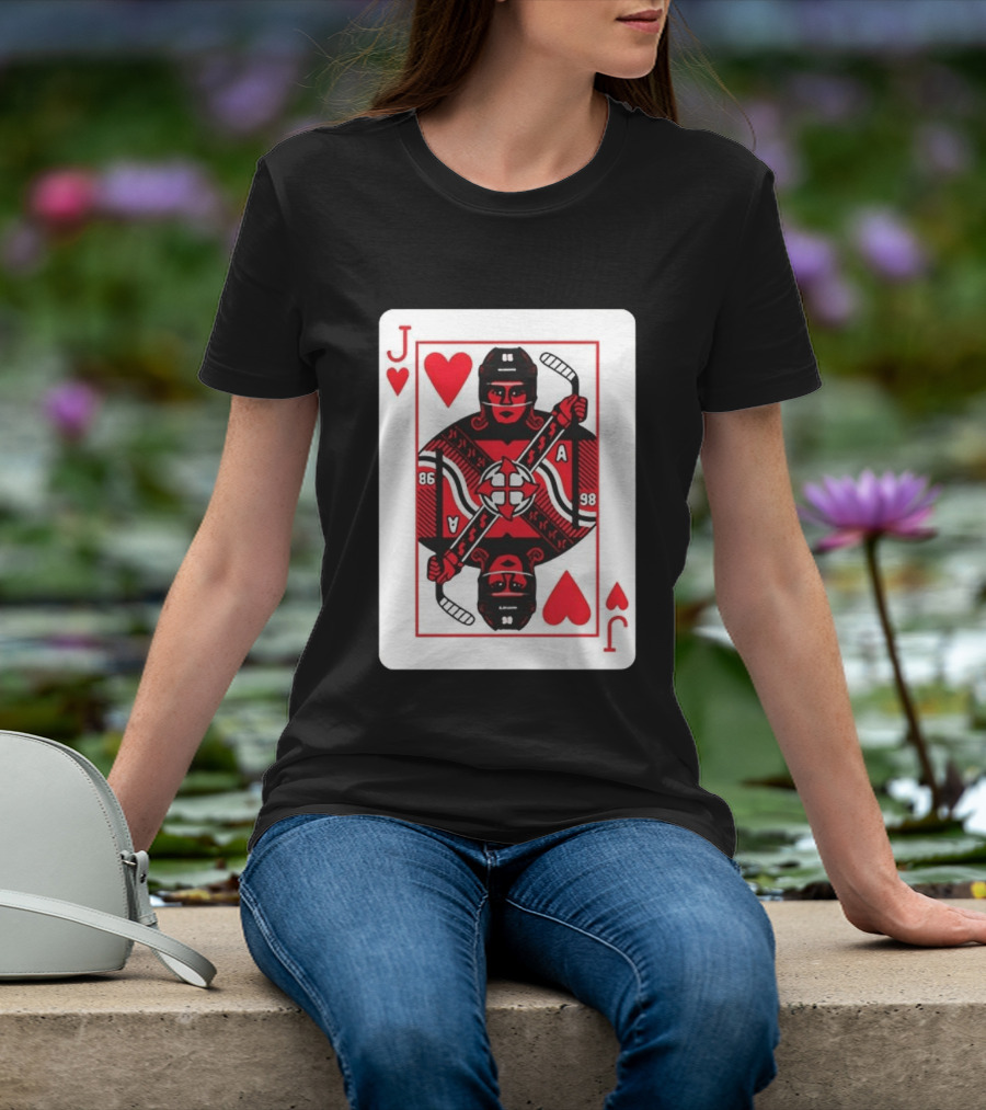 Jack Hughes Playing Card Hockey Jersey 86 Jack Of Hearts Ace T-Shirt