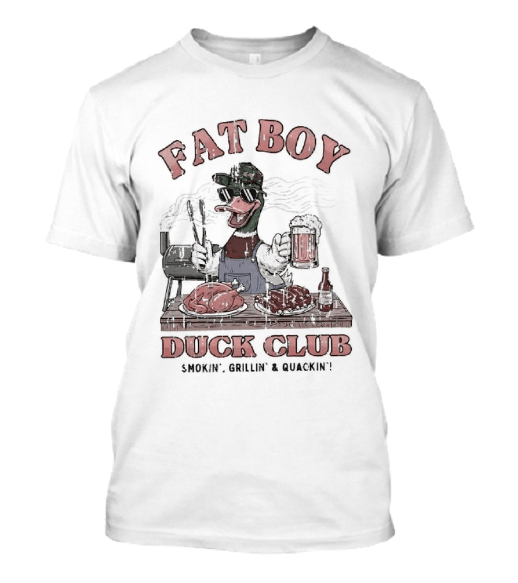 Fat Boy Duck Club Smokin' Grillin' Quackin' BBQ Cookout T-Shirt