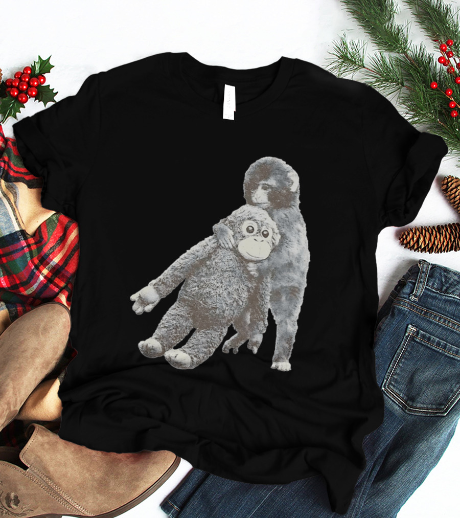 Punch Kun Monkey Plush Toy Hugging Scene T-Shirt