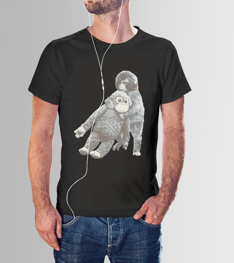 Punch Kun Monkey Plush Toy Hugging Scene T-Shirt