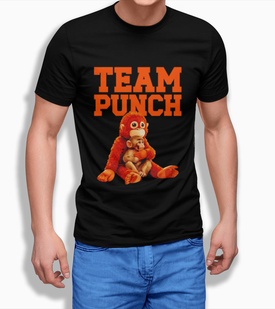 Team Punch Monkey Duo 2026 Vibrant Orange Characters T-Shirt