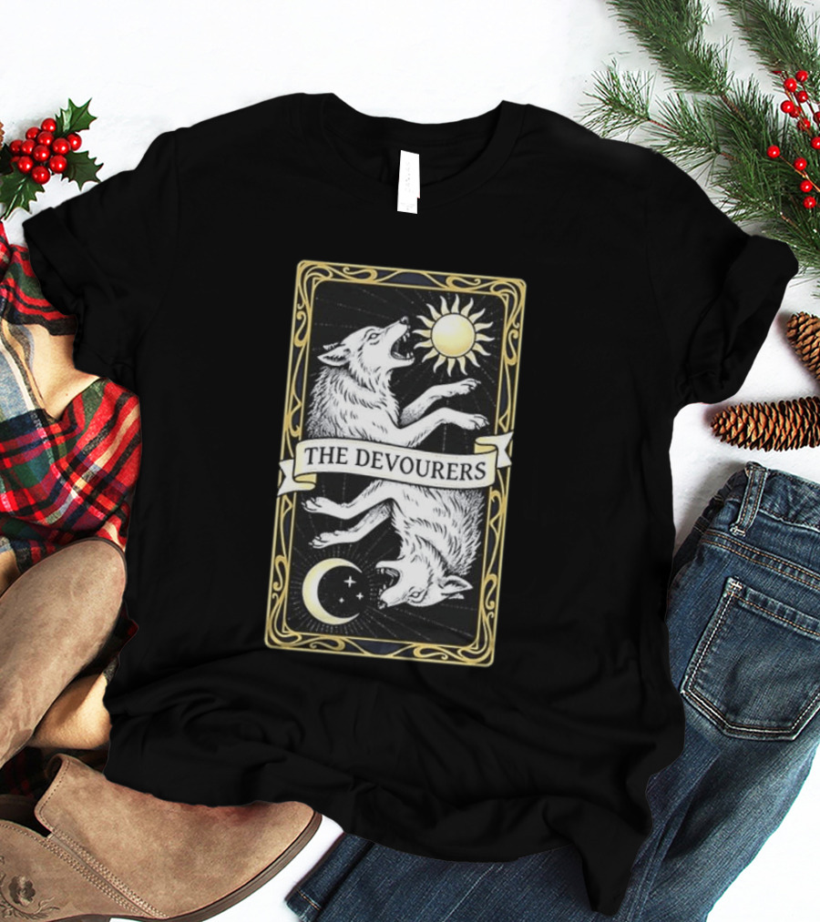 Skoll And Hati Norse Mythology Tarot Card Sun And Moon Wolves The Devourers T-Shirt