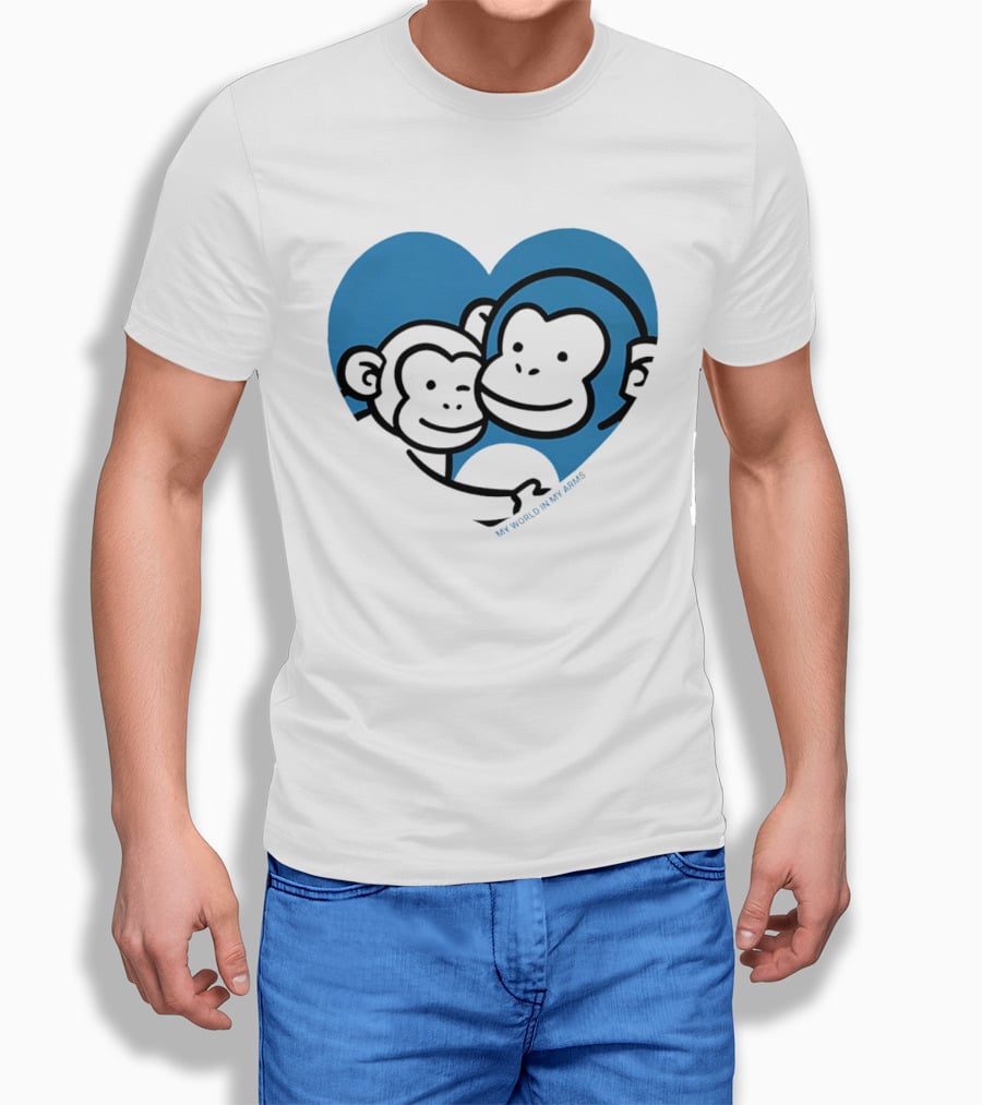 My World In My Arms Heart With Punchi Monkeys T-Shirt