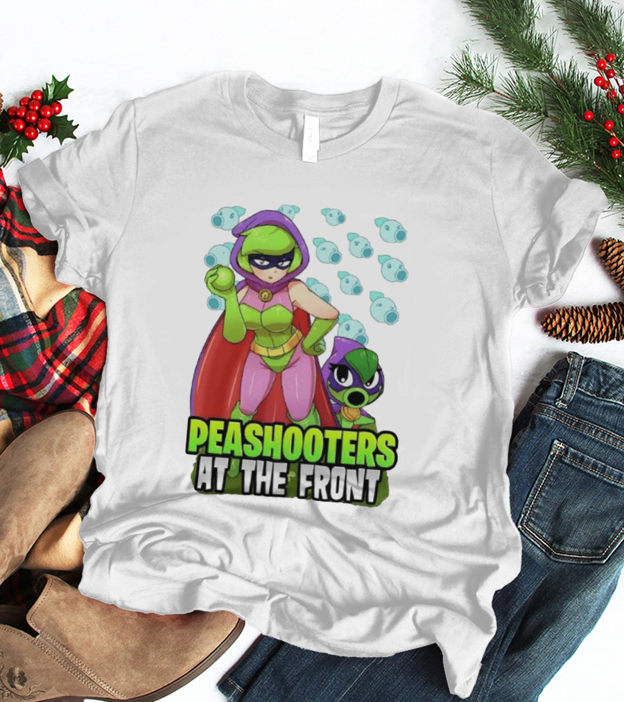 Peashooters At The Front Superhero Style Action Adventure T-Shirt