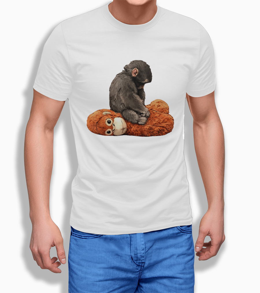 Punch Kun Protect Baby Monkey Comfort Plush Hugging Companion T-Shirt