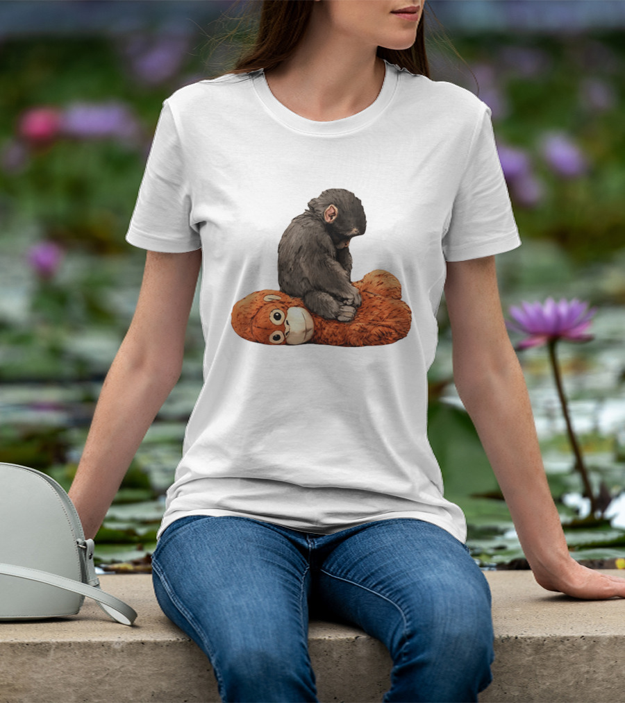 Punch Kun Protect Baby Monkey Comfort Plush Hugging Companion T-Shirt
